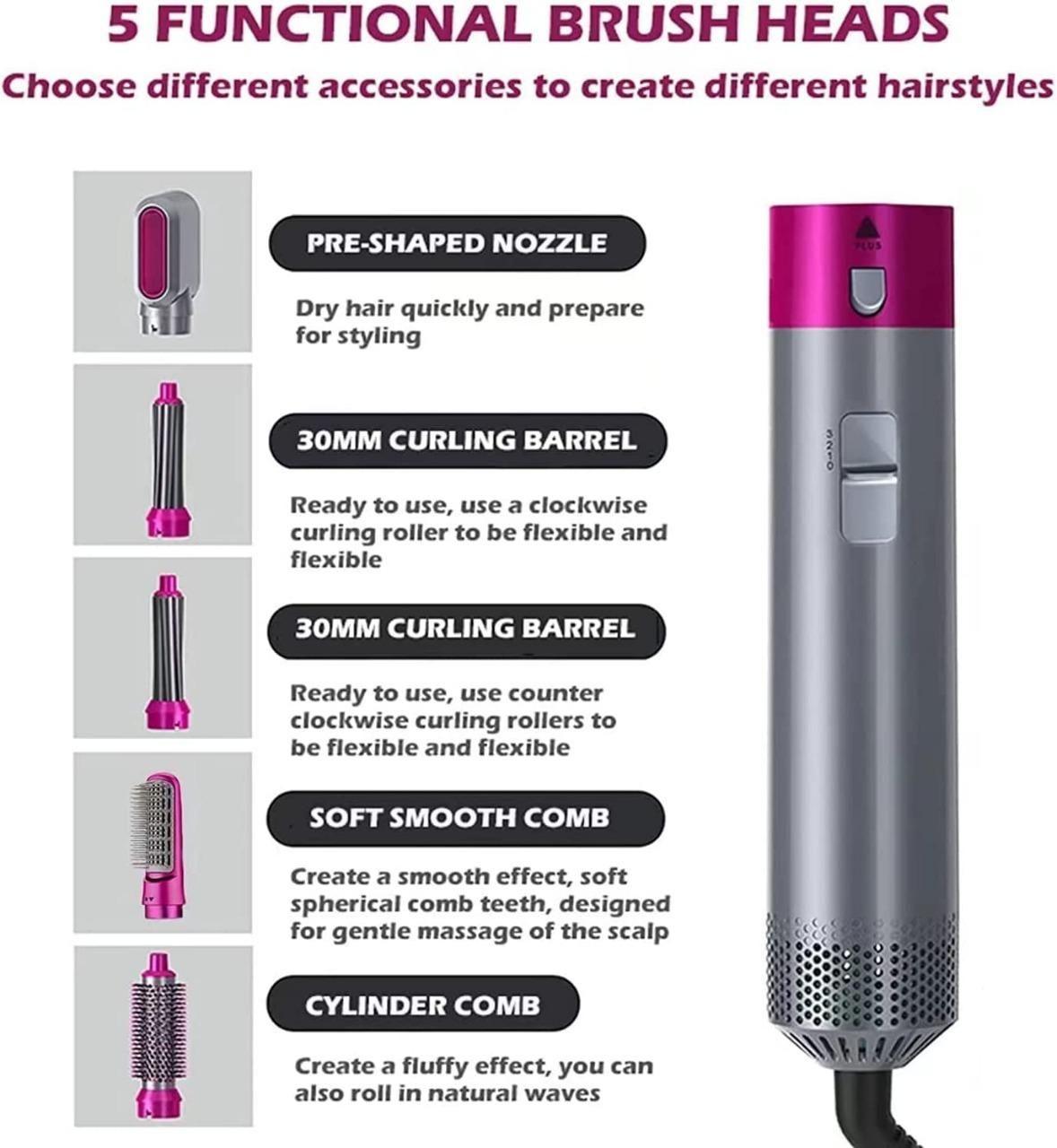 6-in-1 One Step Hair Dryer & Styler Volumizer | Hot Air Brush with Multiple Attachments
