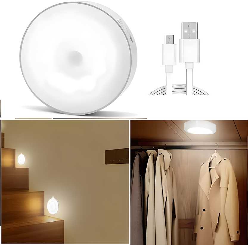 Motion Sensor LED Night Light – USB Rechargeable, Wireless & Self-Adhesive for Home
