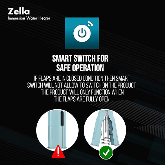 Havells Plastic Zella 1500 watts Immersion Heater|Automatic Cut-Off,Temp. Setting,Isi Mark 3 Pin Molded Plug|Protection Cover,Nickel Plating,Smart Switch For Safe Operation,Warranty: 2 Year|(Blue)