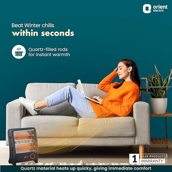 Orient Electric Areva Portable Room Heater | 2000W | Two Heating Modes | Advanced Overheat Protection | Horizontal & Vertical Mount | 1-year replacement warranty by Orient | White