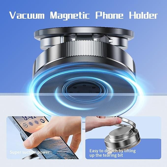 Magnetic Car Phone Holder | 360° Rotating Foldable Mount with Vacuum Suction