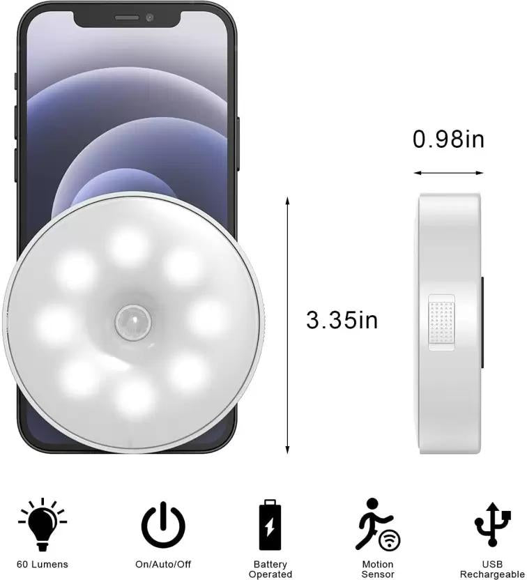 Motion Sensor LED Night Light – USB Rechargeable, Wireless & Self-Adhesive for Home