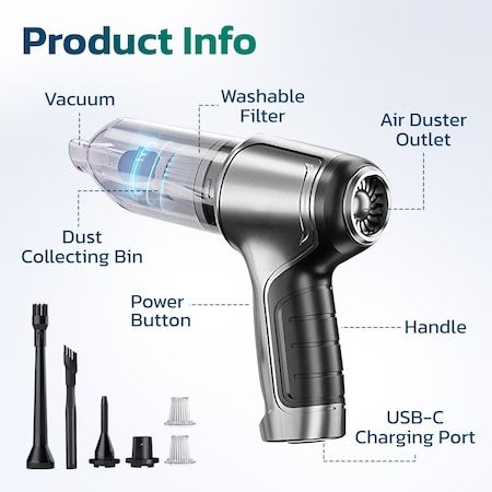 Portable Air Duster & Wireless Vacuum Cleaner