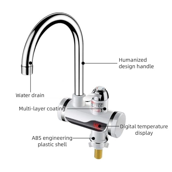 MOROVIK Instant Electric Water Heater Faucet – Tankless Hot Water Heater for Kitchen & Bathroom, Energy-Efficient with Adjustable Temperature Control, (1)