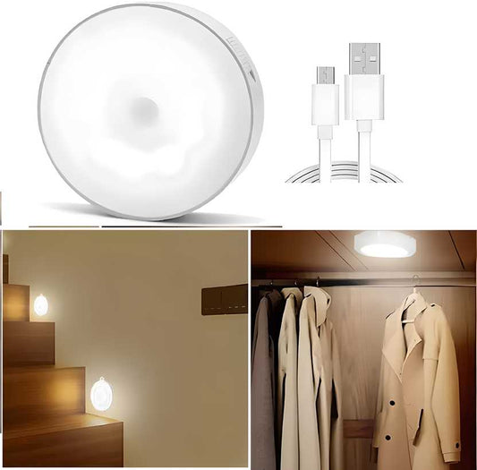Motion Sensor LED Night Light – USB Rechargeable, Wireless & Self-Adhesive for Home