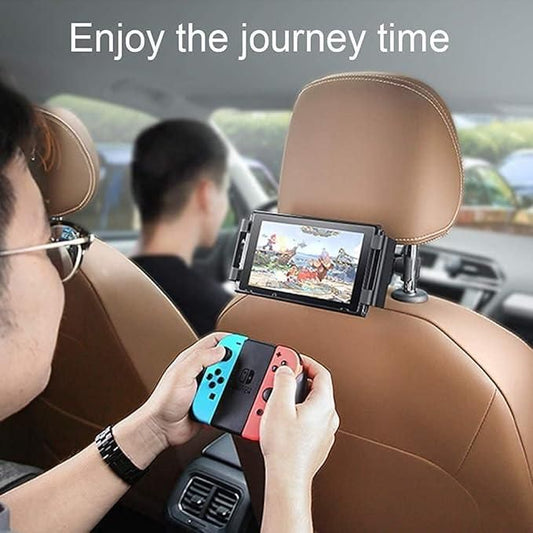 360° Rotating Car Headrest Mount Holder for Tablets & Mobile Phones (4.7"–12.9") – Anti-Slip & Shockproof Clamp