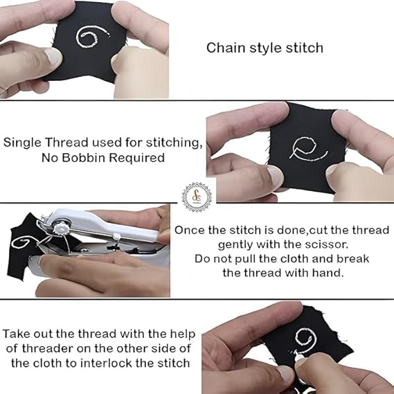 Stitch Handheld Cordless Portable Sewing Machine – Mini, Lightweight & Easy to Use (White)