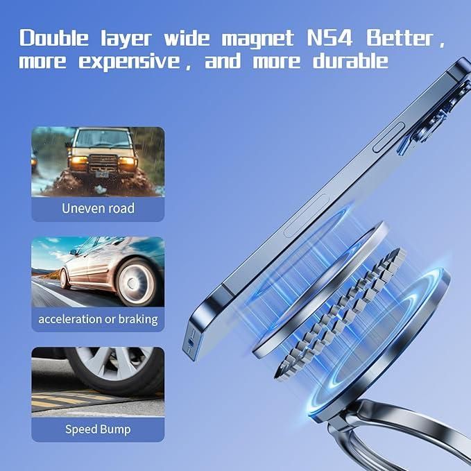 Magnetic Car Phone Holder | 360° Rotating Foldable Mount with Vacuum Suction
