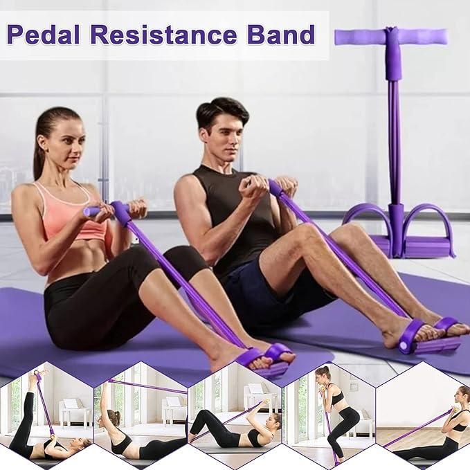 4-in-1 Tummy Trimmer Resistance Band Pedal Puller for Home Workout