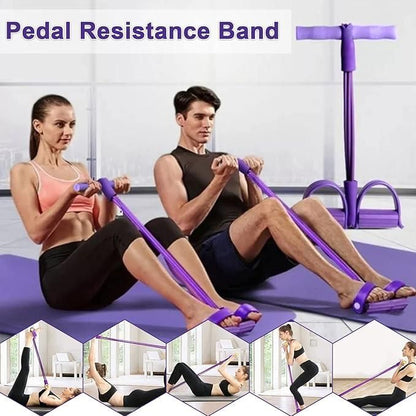 4-in-1 Tummy Trimmer Resistance Band Pedal Puller for Home Workout