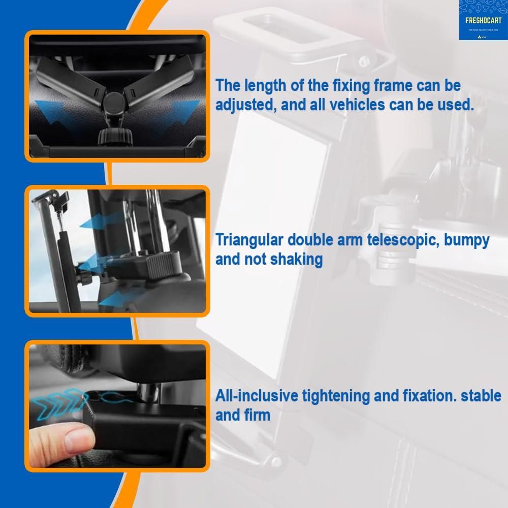 360° Rotating Car Headrest Mount Holder for Tablets & Mobile Phones (4.7"–12.9") – Anti-Slip & Shockproof Clamp