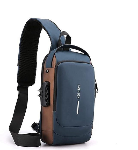 Waterproof Sling Bag with USB Charging & Password Lock – Unisex Crossbody