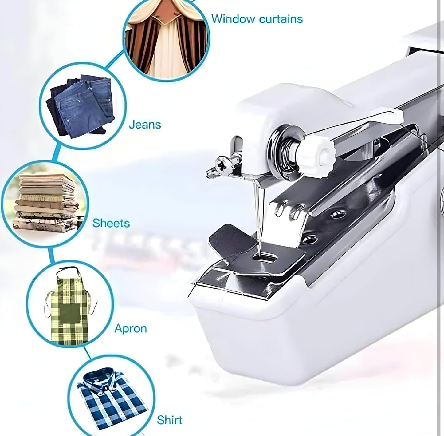 Stitch Handheld Cordless Portable Sewing Machine – Mini, Lightweight & Easy to Use (White)