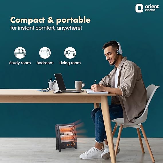 Orient Electric Areva Portable Room Heater | 2000W | Two Heating Modes | Advanced Overheat Protection | Horizontal & Vertical Mount | 1-year replacement warranty by Orient | White