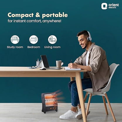 Orient Electric Areva Portable Room Heater | 2000W | Two Heating Modes | Advanced Overheat Protection | Horizontal & Vertical Mount | 1-year replacement warranty by Orient | White