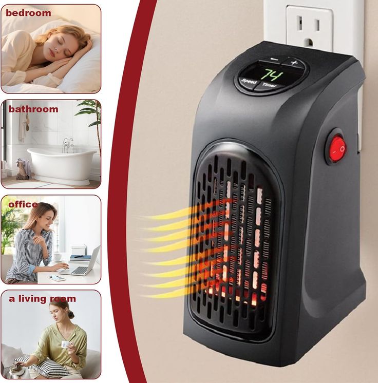 RADHEY Small Electric Handy Room Heater Compact Plug-in, The Wall Outlet Space Heater 400Watts, Handy Air Warmer